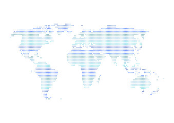 Fototapeta premium 青色ドット模様の世界地図のイラスト