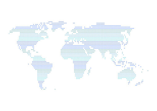青色ドット模様の世界地図のイラスト