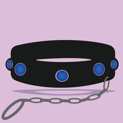Leather fetish collar, fetish stuff for role playing and bdsm vector Illustration on a purples background