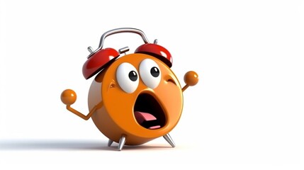 Naklejka premium Alarm clock character throwing mortar board isolated.Generative AI