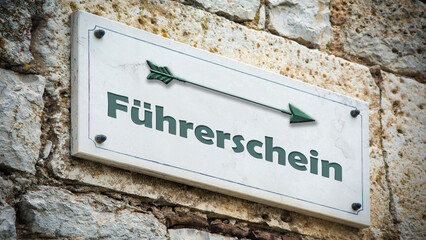 Fototapeta premium Signposts the direct way to drivers license
