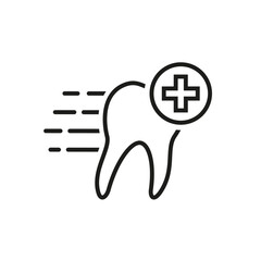 Obraz premium Human tooth with speed symbol. Prompt emergency dental care and dental treatment.
