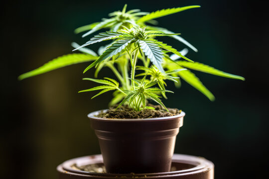 Cannabis cultivation in a greenhouse, medicinal marijuana. A stock photo illustrating controlled growth for the production of medicinal cannabis