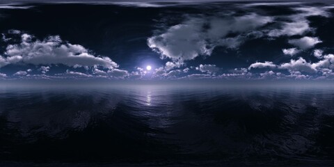 Lunar seascape, HDRI, environment map , Round panorama, spherical panorama, equidistant projection, panorama 360, 3d rendering