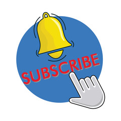 hand cursor touch bell subscribe illustration
