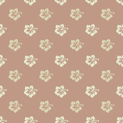 Beige Hawaiian Flowers Aloha Seamless Background Pattern