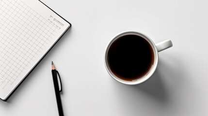 Obraz na płótnie Canvas Cup of coffee notebook calculator pencil and laptop.Generative AI