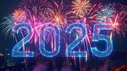 Happy New Year 2025. Text number 2025