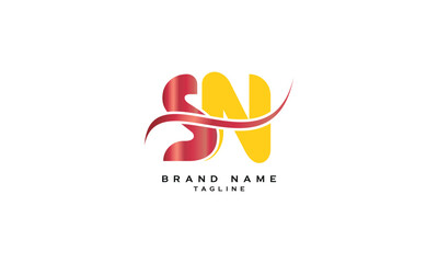 SN, NS, Abstract initial monogram letter alphabet logo design
