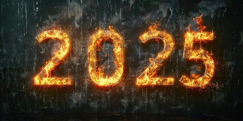 Happy New Year 2025. Text number 2025