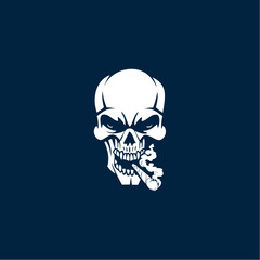 skull smoking vector logo illustration