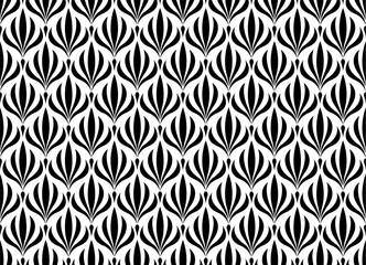 Floral seamless pattern. Retro stylish geometric texture background with Art Nouveau tiles. Vector geometric decorative leaves texture isolated on white background abstract art deco style