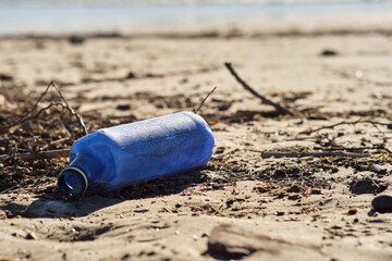 plastic trash on the beach