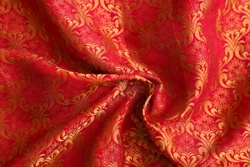 Indian made wedding red silk fabric