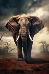Fototapeta na wymiar lone elephant the symbols of power