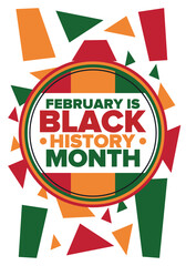 Black History Month. African American History. Celebrated annual. In February in United States and Canada. In October in Great Britain. Poster, card, banner, background. Vector illustration