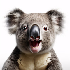 Koala  Portraite of Happy surprised funny Animal head peeking Pixar Style 3D render Illustration