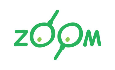 green zoom logo on white background. magnifying zoom logo