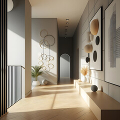 Minimalist interior, Minimal, Minimalist hallway with a focus on art and creativity