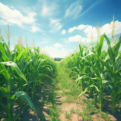 corn agriculture field with sky background