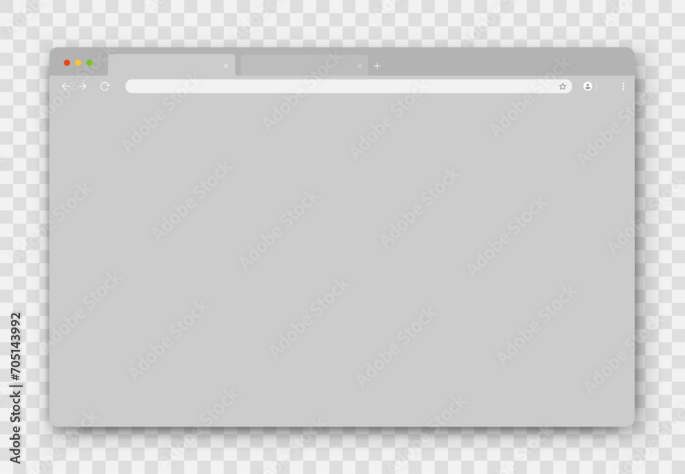 Poster the design of the web browser window in gray on a transparent background. an empty website layout wi