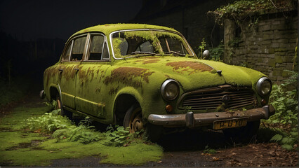 old and mossy car