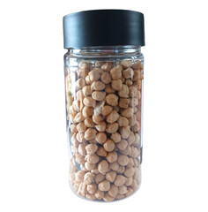 glass jar full of beans isolated