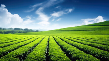 Fototapeta na wymiar Green tea agriculture field