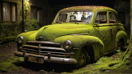 old and mossy car