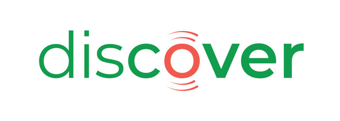 green and orange discover logo. discover word