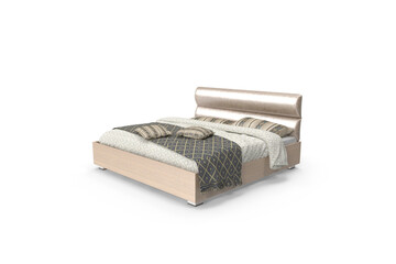 bed with pillows  modern 3d bed on a white surface