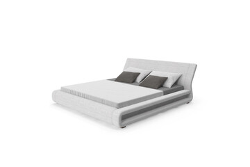 bed with pillows  modern 3d bed on a white surface