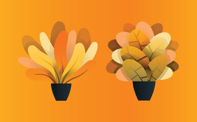 Colorful Flowers in Vases Vector Illustration. No transparencies.

