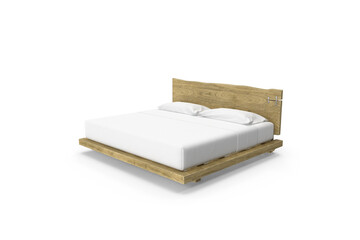 white bed with pillows  modern 3d bed on a white surface
