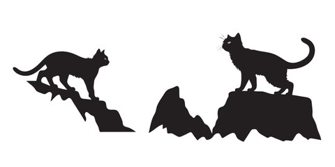 Silhouette of a cat, Climbing Cat silhouette vector icon isolated on white background