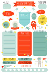 Naklejka premium vector color set with templates for kids planning for activities in new year