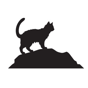 Climbing Cat silhouette vector icon isolated on white background