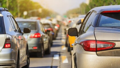 Naklejka premium Traffic jams during rush hour