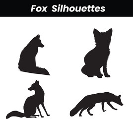 fox silhouette, on white background, isolated, vector