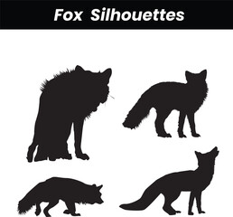 fox silhouette, on white background, isolated, vector