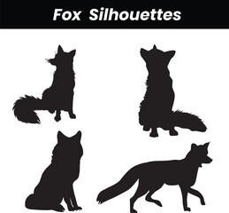 fox silhouette, on white background, isolated, vector