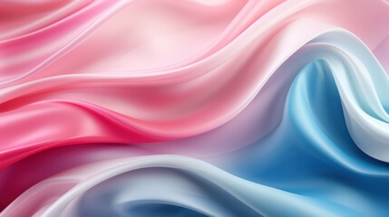 abstract background with smooth silk fabric in pink, blue and white colors