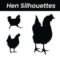 Set of hen silhouette