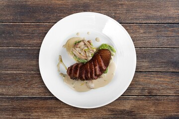 Tasty fresh cooked beef sliced on a plate