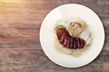 Tasty fresh cooked beef sliced on a plate