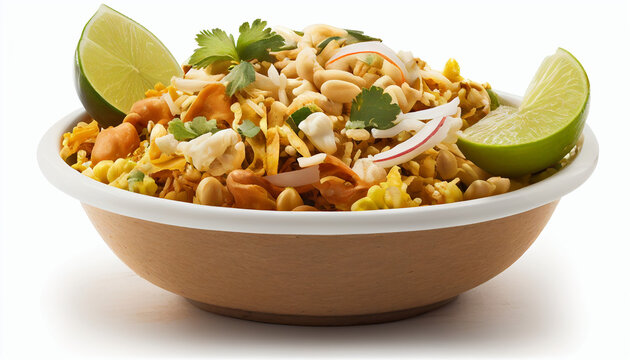 Bhel Puri isolated on a white background.