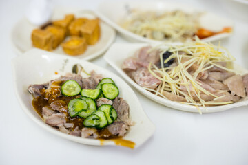 Steamed chicken and pork meat in Taiwanese local food store