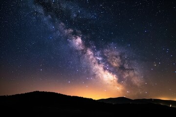 Naklejka na ściany i meble Night sky with stars and Milky Way, astrophotography