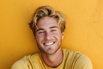 Playful blonde man with an infectious smile