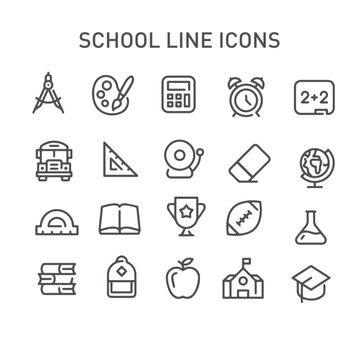 school and education line icons vector set